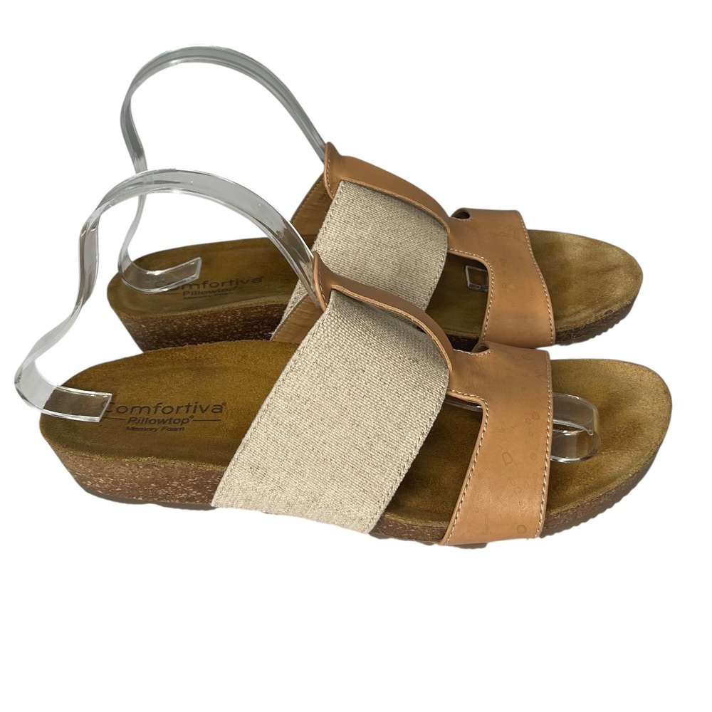 Comfortiva‎ Sandals Slides Pillowtop Memory Foam Casual Comfort Tan 9M